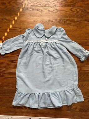 Little English Pale Blue Peter Pan Collar Nightgown with Bow Trim